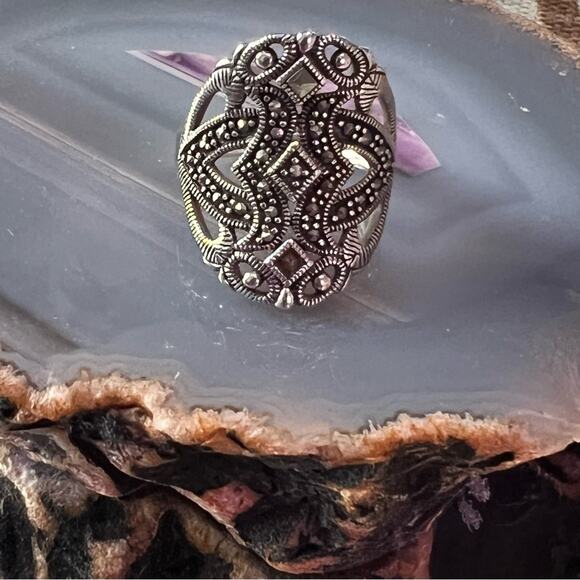 Jewelry - 925 Sterling Silver Marcasite Ring Size 6.5